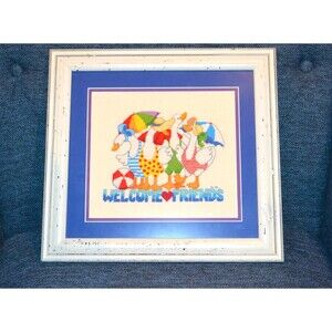 Needlepoint Framed Geese Goose Family 2000s Fun Fun Fun
